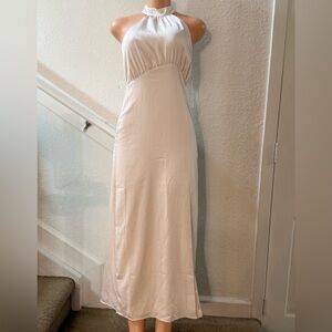 Express Strapless Cream Maxi Dress